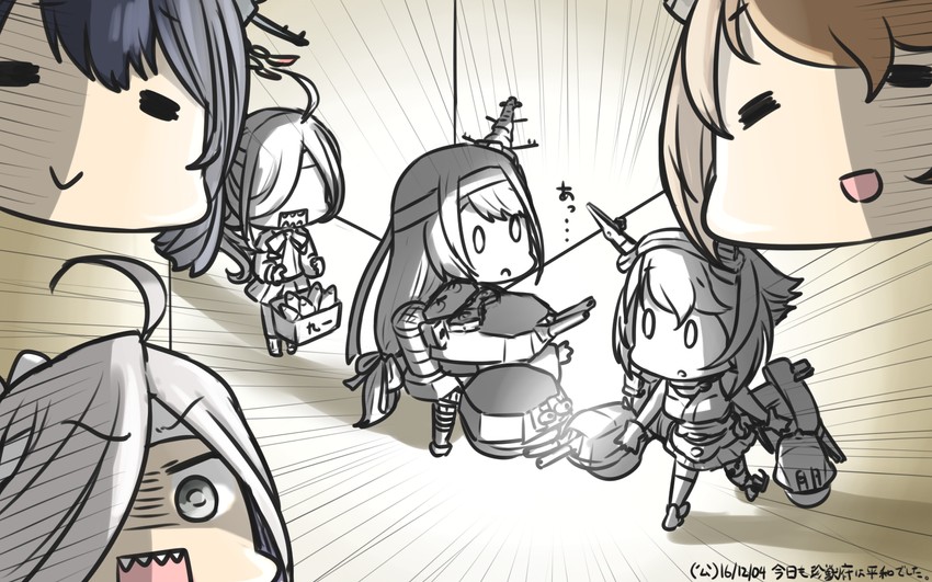 mutsu, fusou, asashimo, and fusou kai ni (kantai collection) drawn by hamu_koutarou