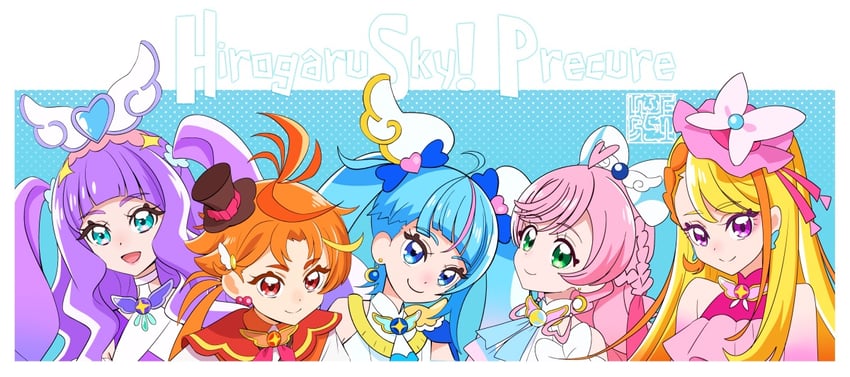 sora harewataru, nijigaoka mashiro, cure sky, hijiri ageha, cure prism, and 5 more (precure and 1 more) drawn by kamikita_futago