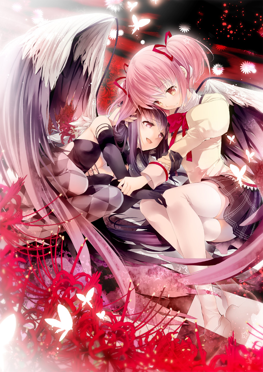 akemi homura, kaname madoka, and akuma homura (mahou shoujo madoka magica and 1 more) drawn by cotoji
