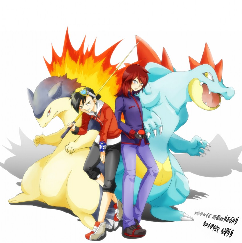 ethan, silver, typhlosion, feraligatr, unown, and 15 more (pokemon and 2 more) drawn by minto