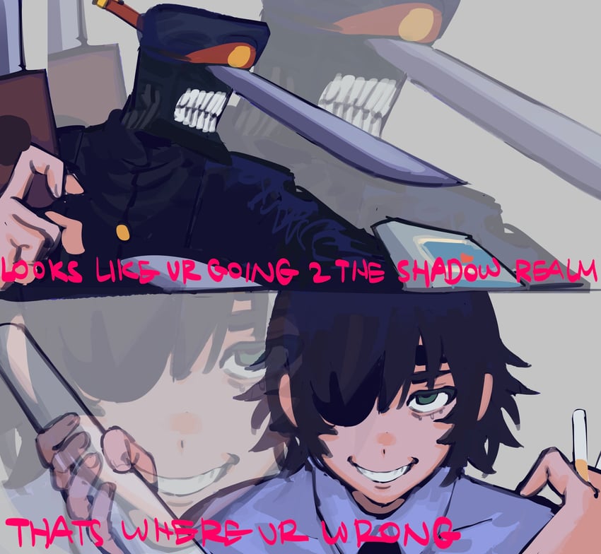himeno and katana man (yu-gi-oh! and 1 more) drawn by liowig