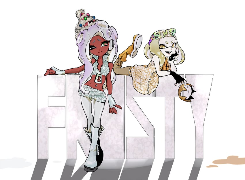 marina and pearl (splatoon and 1 more) drawn by imaikuy0