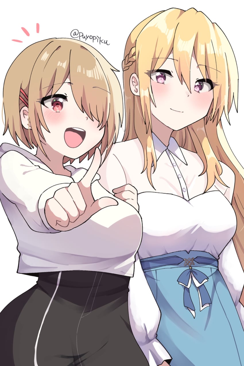 kayamori ruka and shirakawa yuina (heaven burns red) drawn by puyopiku