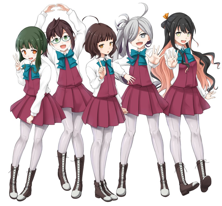naganami, asashimo, takanami, kishinami, and okinami (kantai collection) drawn by yuuki_kazuhito