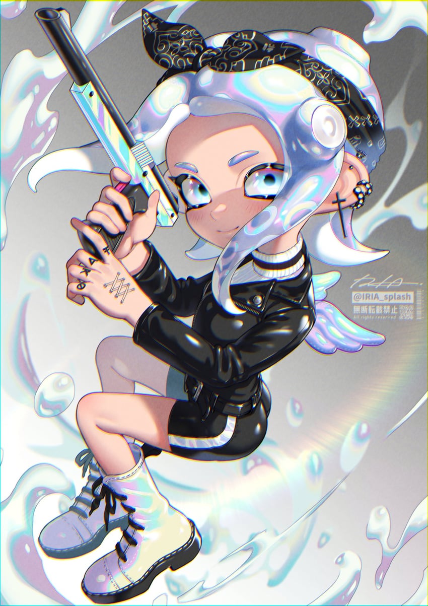 octoling player character and octoling girl (splatoon) drawn by iria_(yumeirokingyo)