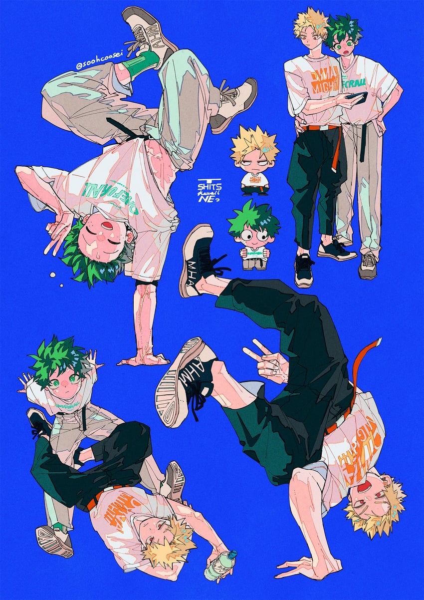 midoriya izuku and bakugou katsuki (boku no hero academia) drawn by souko_(floyd)