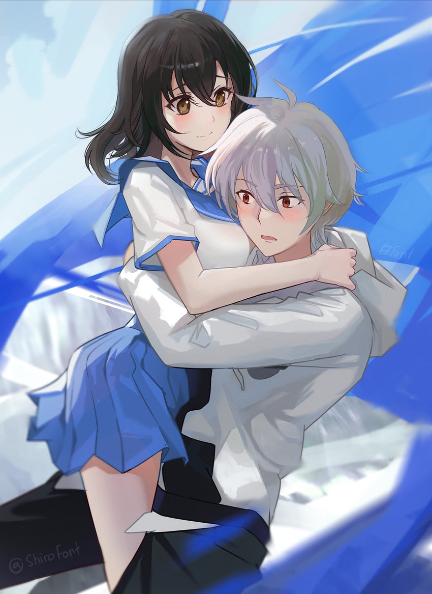 himeragi yukina and akatsuki kojou (strike the blood) drawn by shiro_font