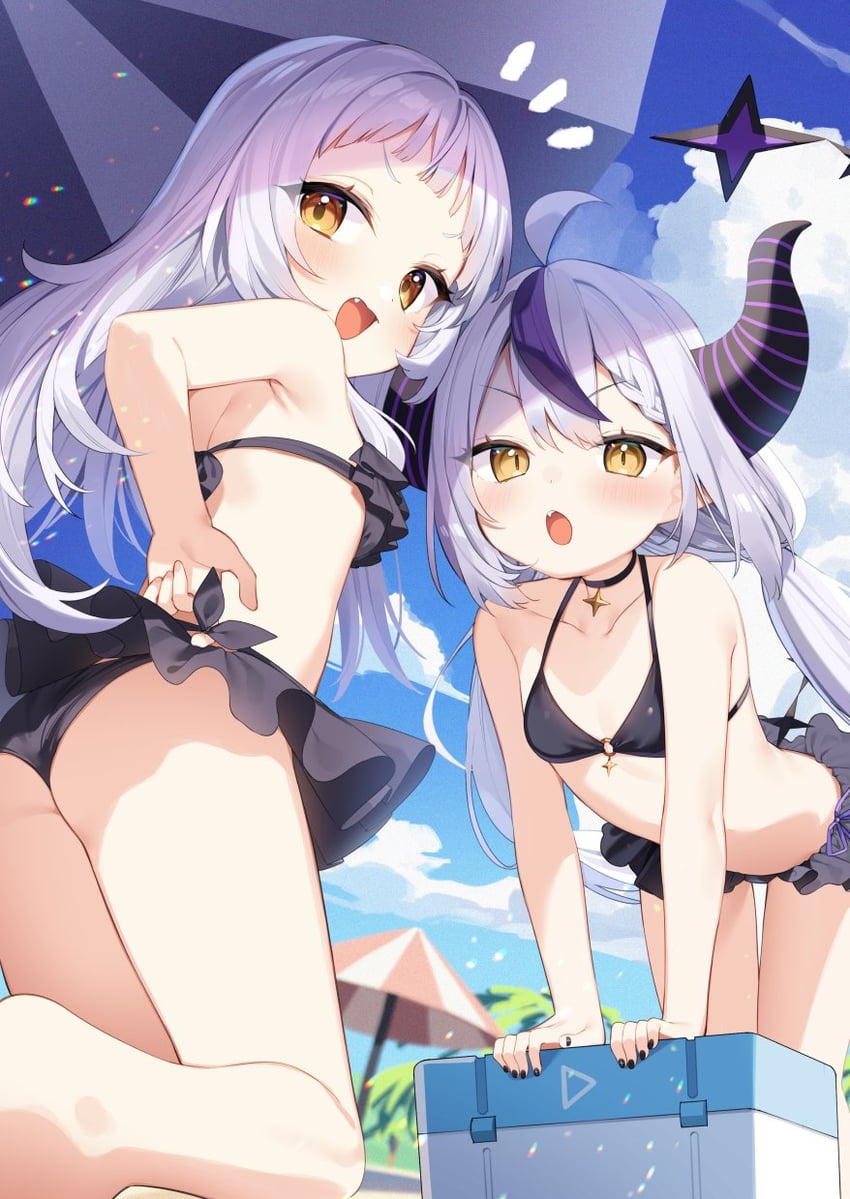 la+ darknesss and murasaki shion (hololive) drawn by tousaki_shiina