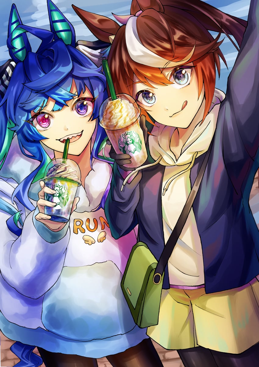 tokai teio and twin turbo (umamusume and 1 more) drawn by yuutarou_(hotter_0105_tarou)