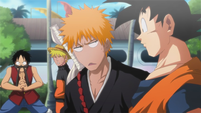 son goku, monkey d. luffy, uzumaki naruto, and kurosaki ichigo (one piece and 5 more) drawn by ladygt93