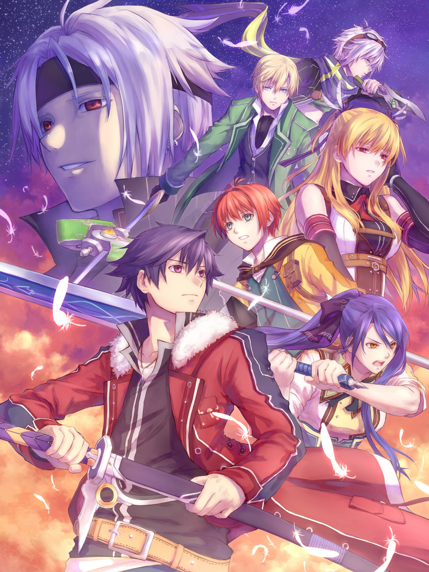 rean schwarzer, fie claussell, alisa reinford, crow armbrust, laura s. arseid, and 2 more (eiyuu densetsu and 2 more) drawn by xyz_(joeychankw)