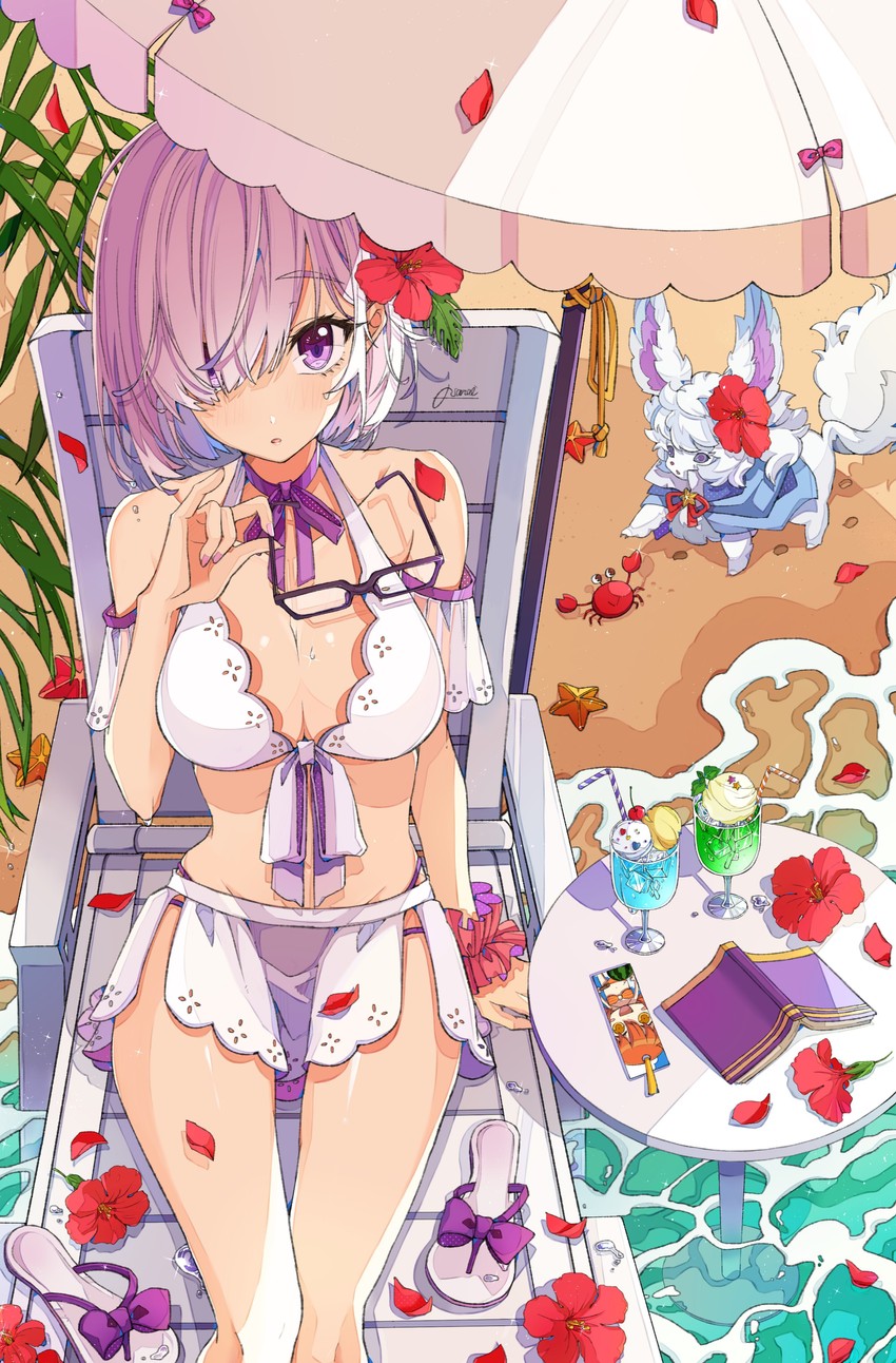 mash kyrielight, fujimaru ritsuka, and fou (fate and 1 more) drawn by osanai