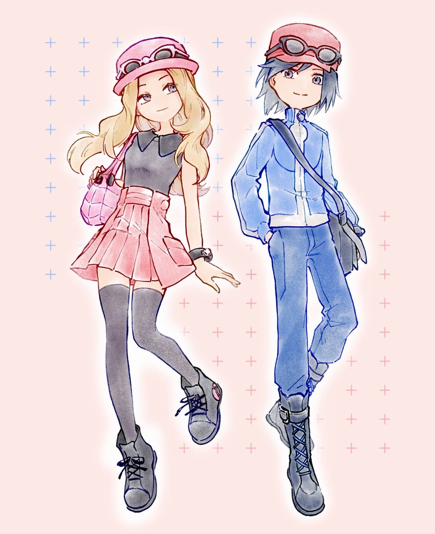 serena and calem (pokemon and 1 more) drawn by tan_carbonnn