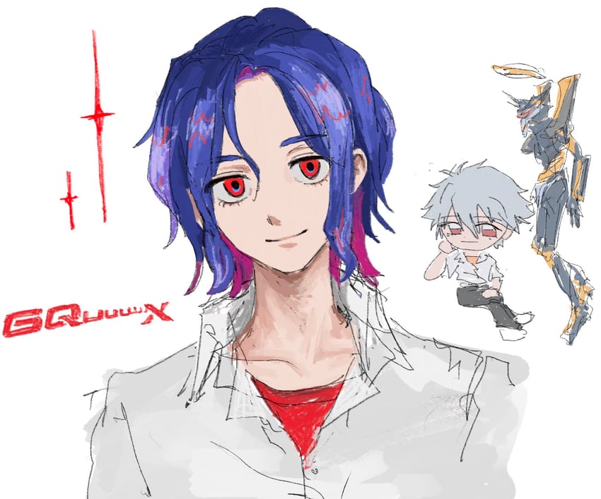 nagisa kaworu, shuji ito, and eva 06 (gundam and 2 more) drawn by gexpj