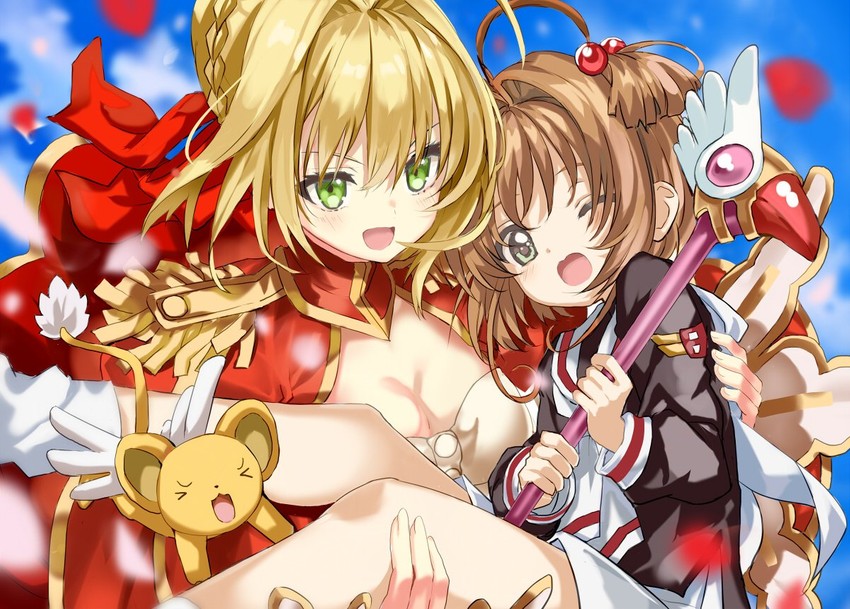 nero claudius, kinomoto sakura, kero, and tange sakura (fate and 2 more) drawn by shino_(eefy)