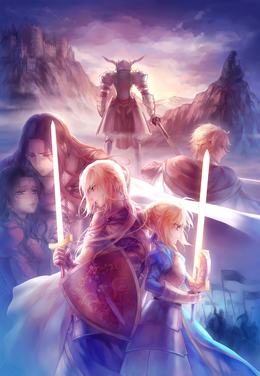 artoria pendragon, saber, mordred, gawain, bedivere, and 2 more (fate and 4 more) drawn by kanmuri_(hanyifan30338)