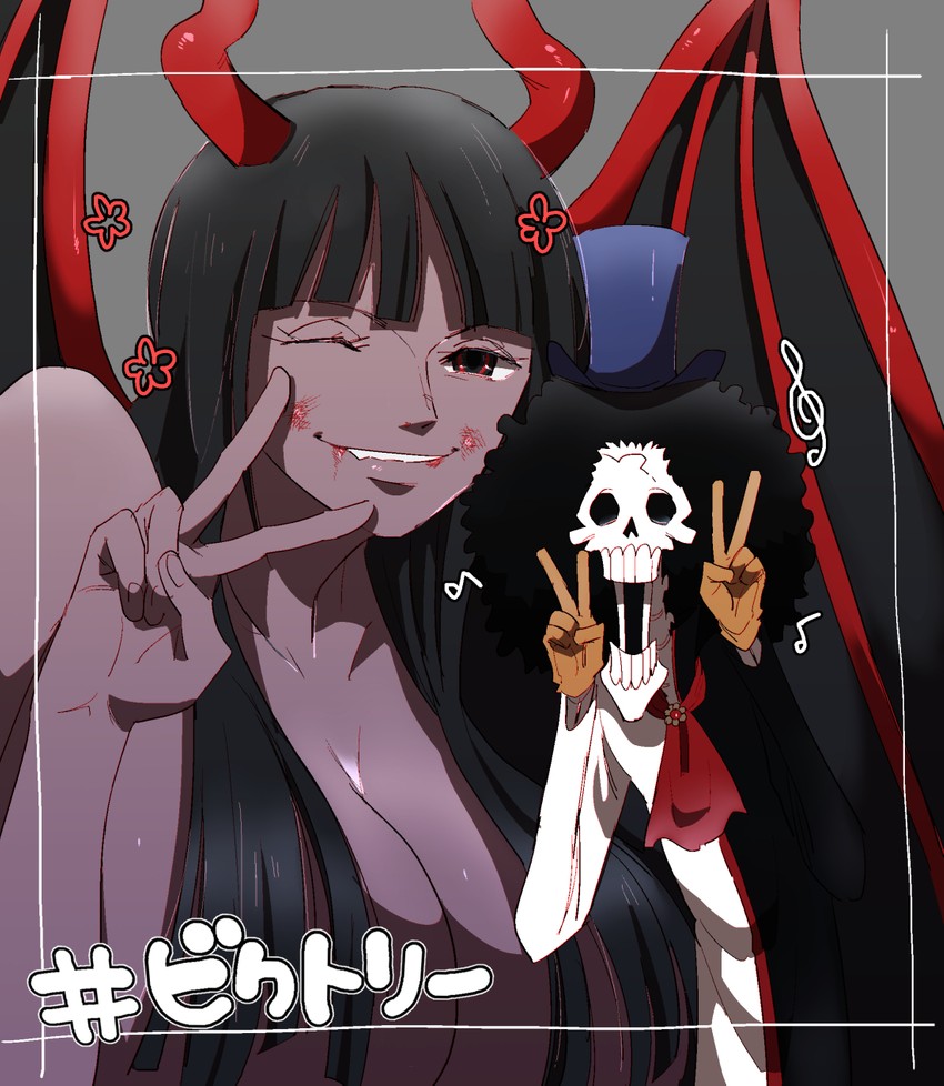 nico robin, brook, and demonio fleur (one piece) drawn by tomatop
