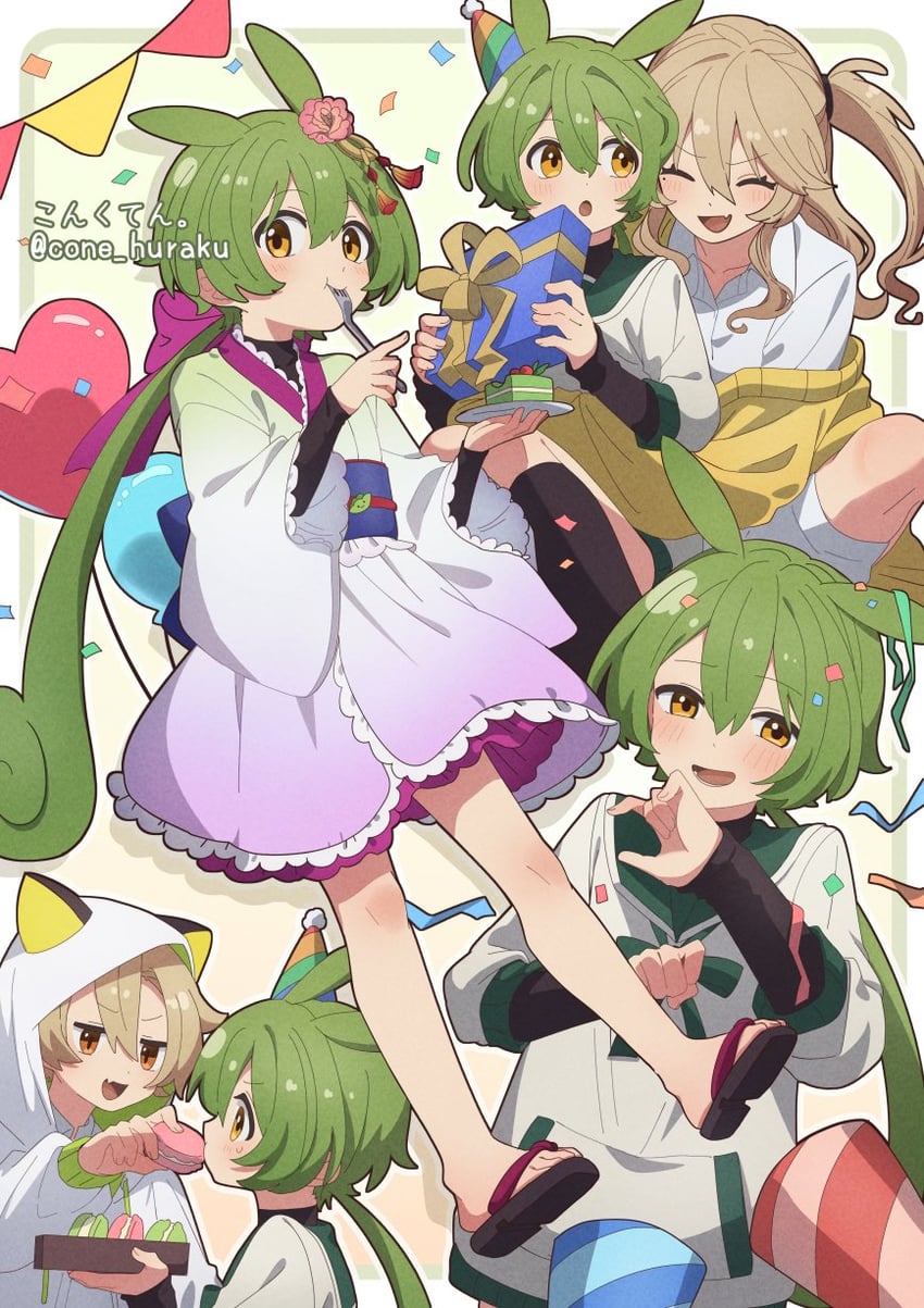 zundamon, kasukabe tsumugi, and shirakami kotarou (voicevox) drawn by corn_kuten