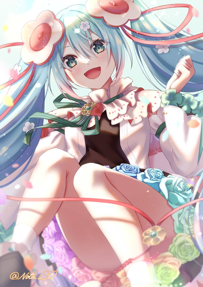 hatsune miku and magical mirai miku (vocaloid and 1 more) drawn by nota_ika