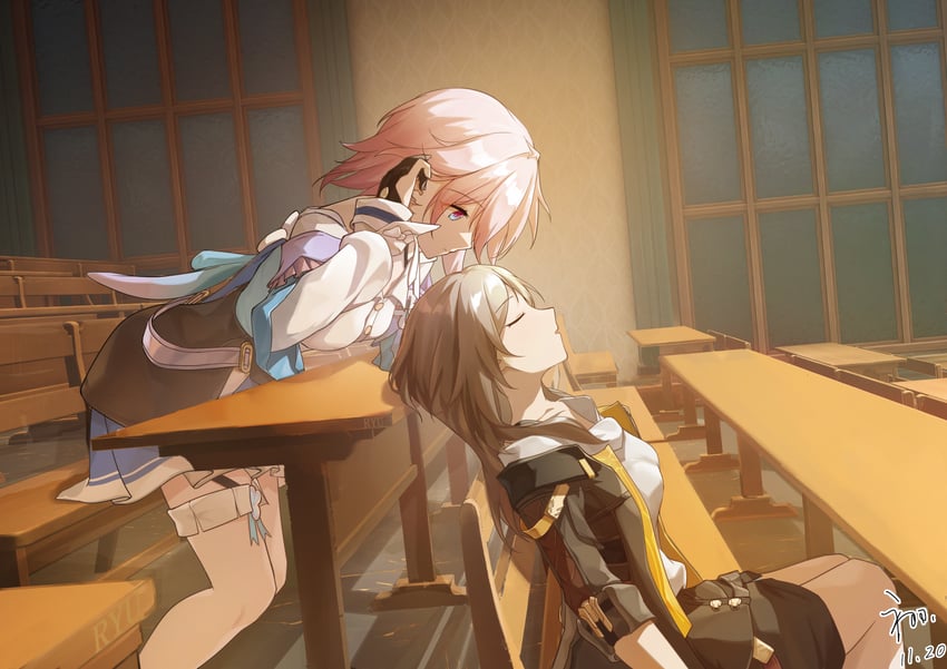 trailblazer, stelle, and march 7th (honkai and 1 more) drawn by xan_yu