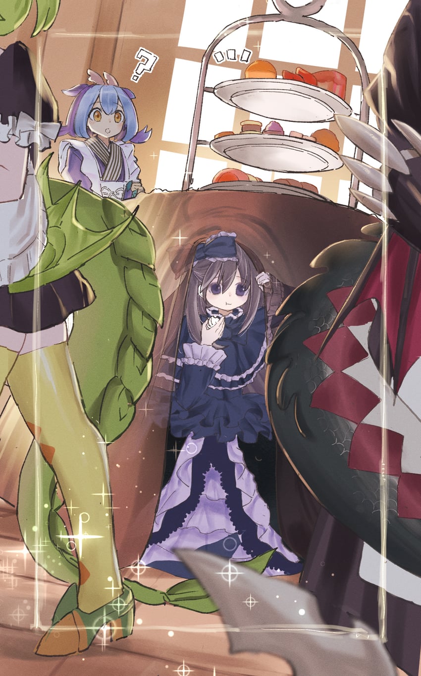 laundry dragonmaid, parlor dragonmaid, house dragonmaid, and ghost belle & haunted mansion (yu-gi-oh!) drawn by dougaku_(passionpit777)