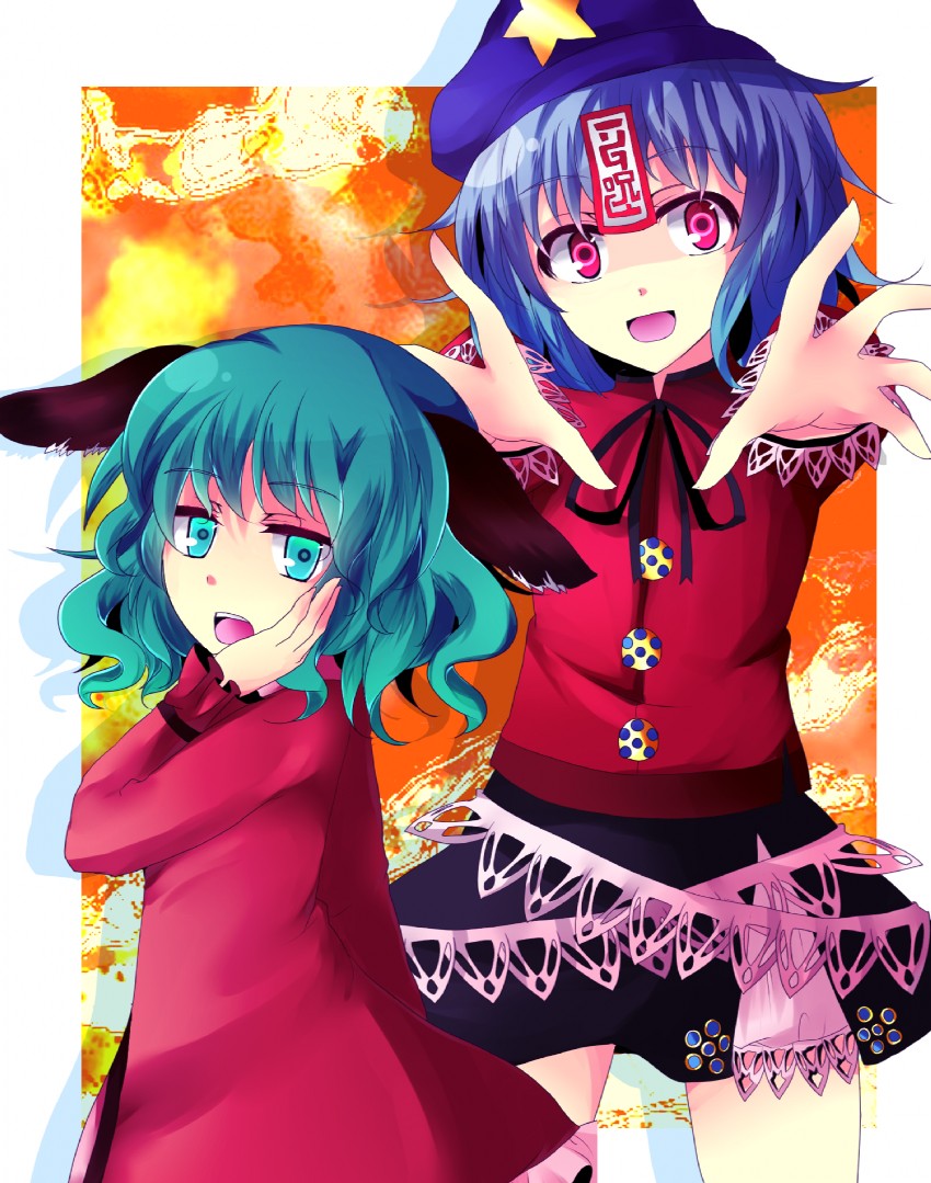 miyako yoshika and kasodani kyouko (touhou) drawn by kuroi_paseri