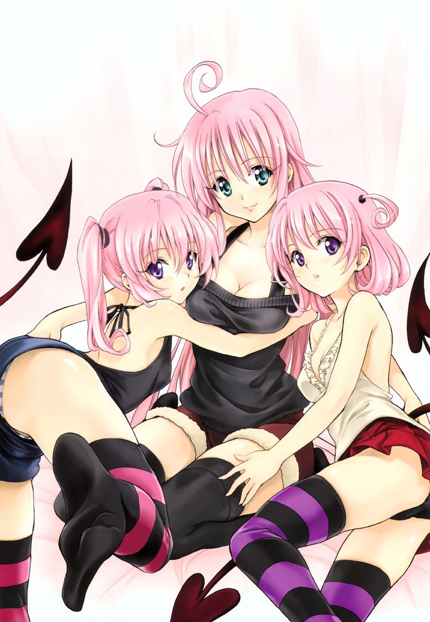 momo velia deviluke, lala satalin deviluke, and nana asta deviluke (to love-ru) drawn by yabuki_kentarou