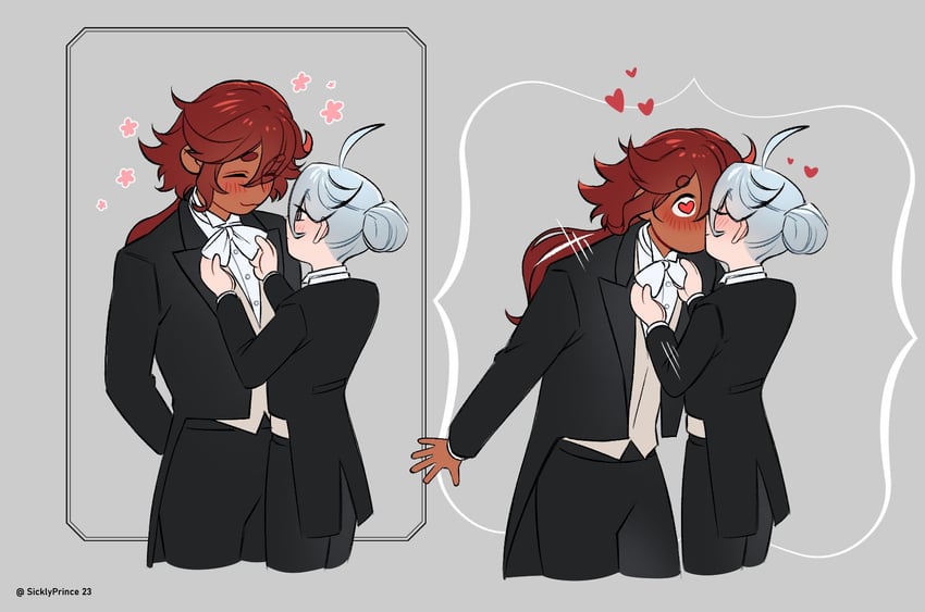 suletta mercury and miorine rembran (gundam and 1 more) drawn by sickly_prince