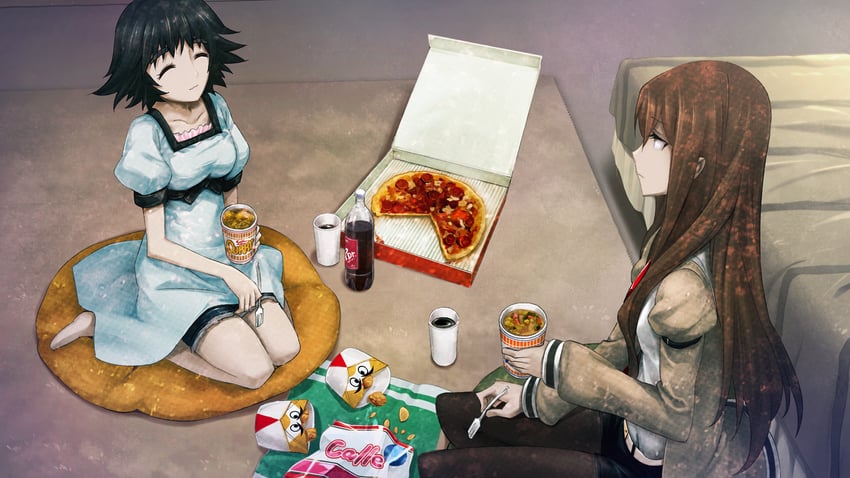makise kurisu and shiina mayuri (steins;gate and 1 more) drawn by huke