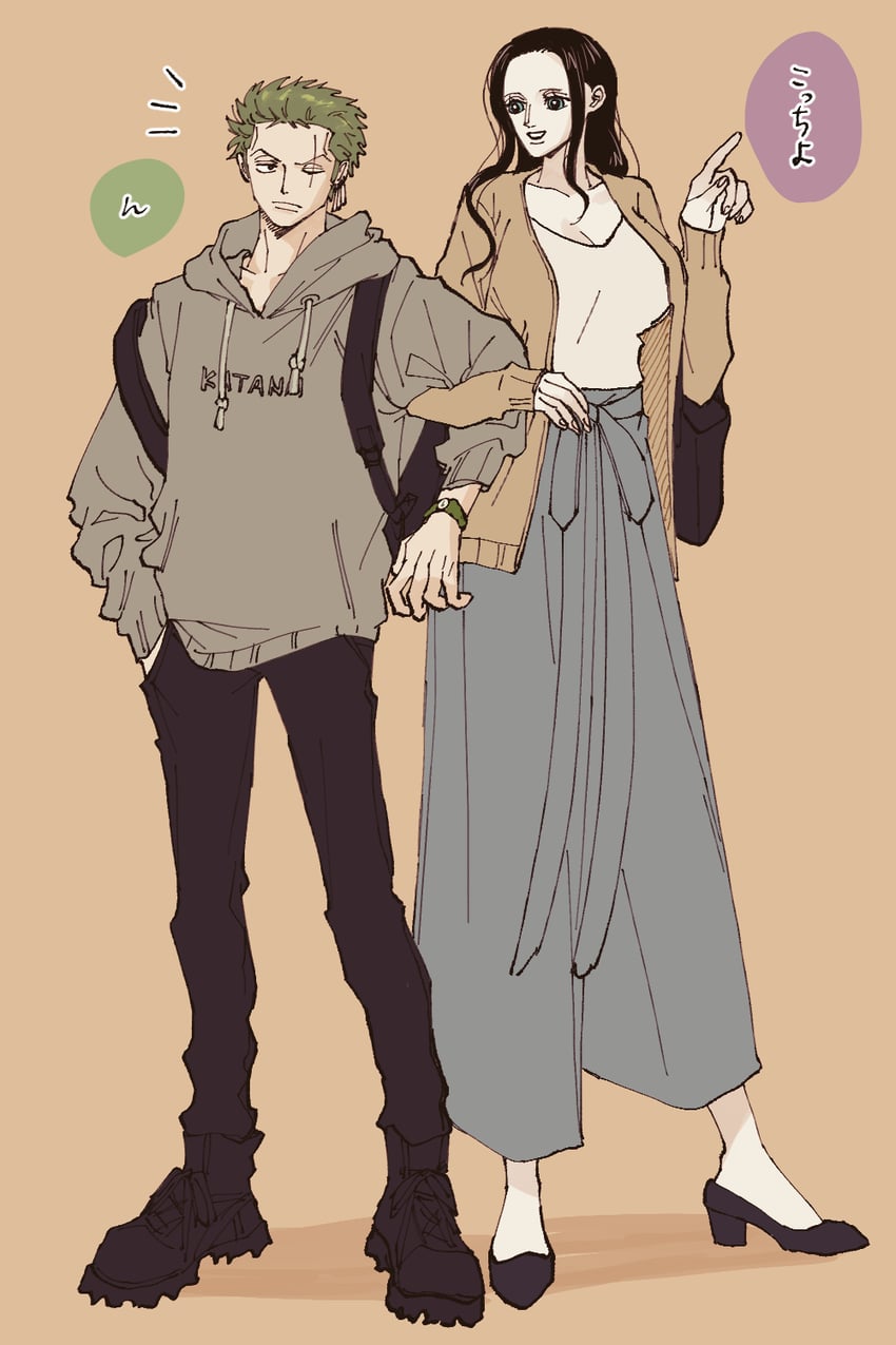 nico robin and roronoa zoro (one piece) drawn by nsgw
