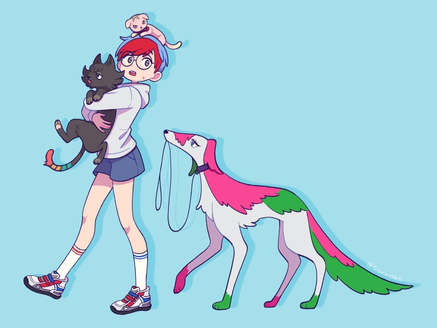 penny, giacomo, ortega, and atticus (pokemon and 1 more) drawn by submashell