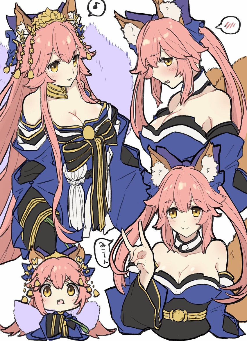 tamamo and tamamo no mae (fate and 2 more) drawn by teshima_nari