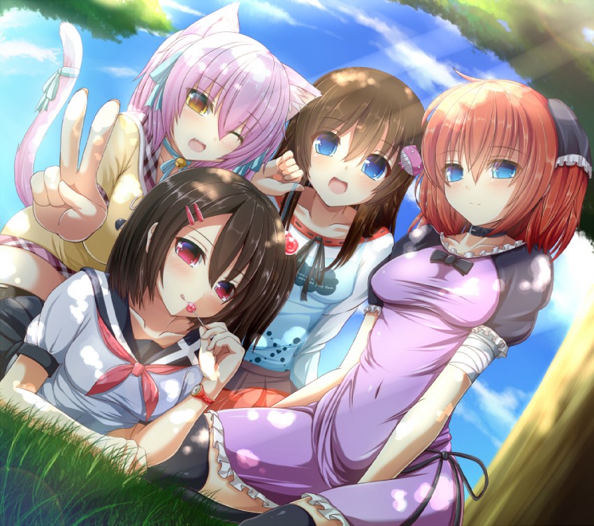 shia flatpaddy, chiriko, morinaga koeda, and takamine kokone (original) drawn by syroh