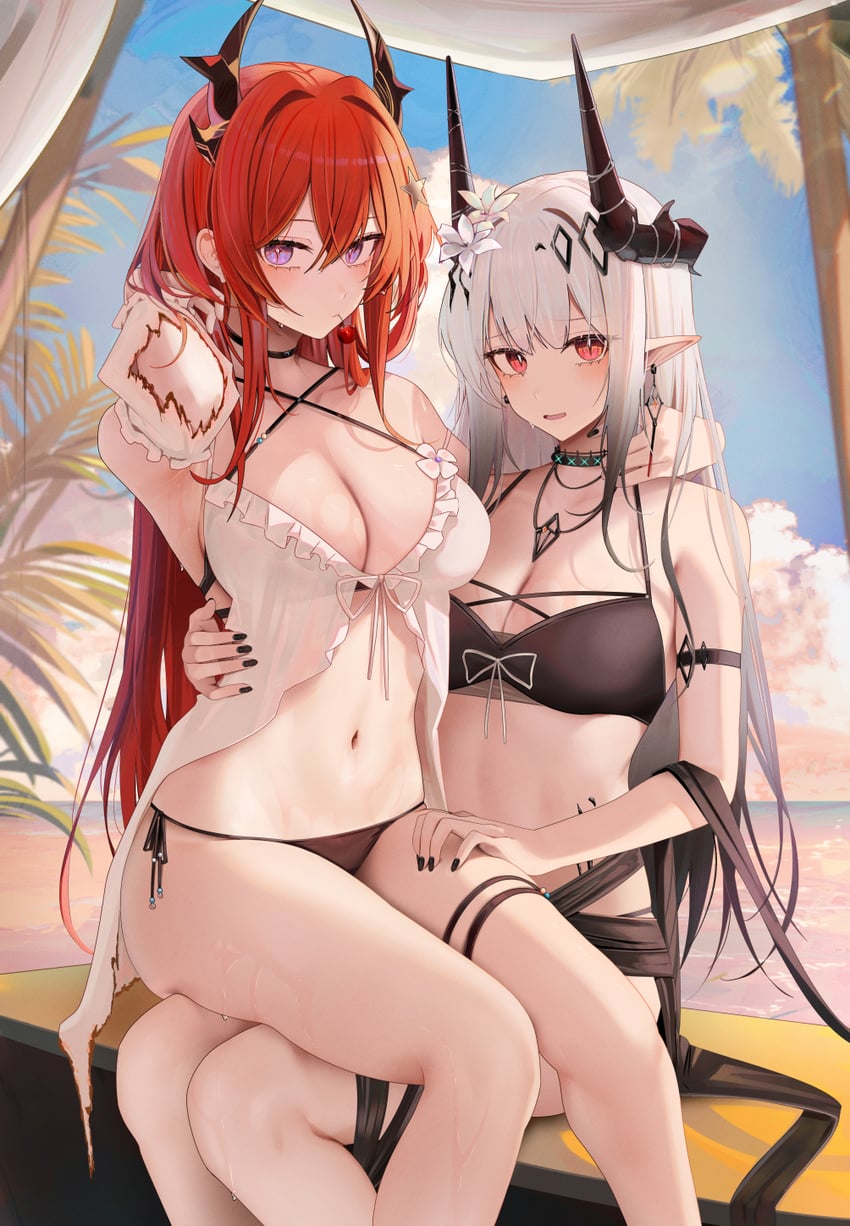 surtr and mudrock (arknights) drawn by ru_zhai