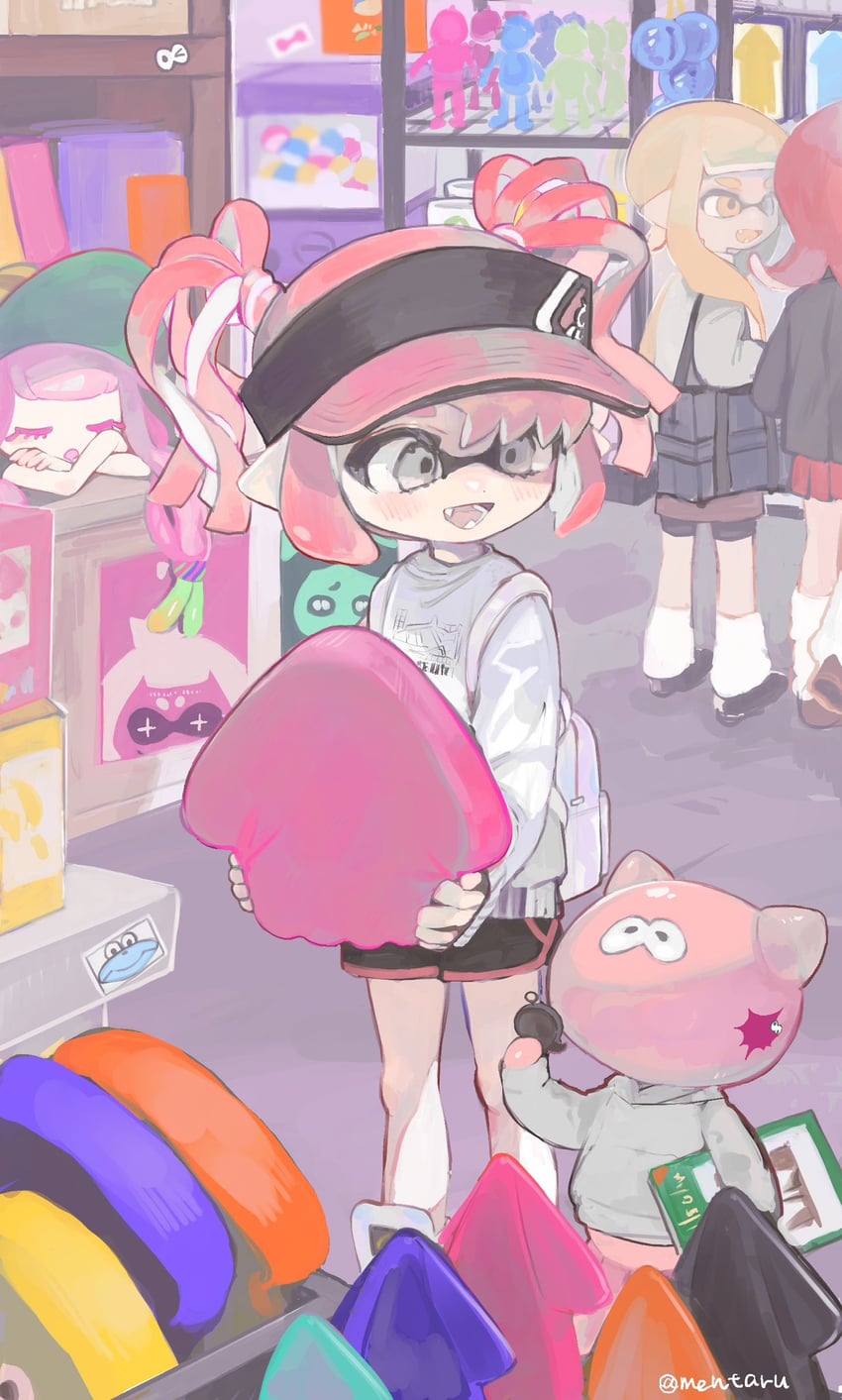 inkling player character, inkling girl, octoling player character, octoling girl, jellyfish, and 1 more (splatoon and 1 more) drawn by amezawa_koma