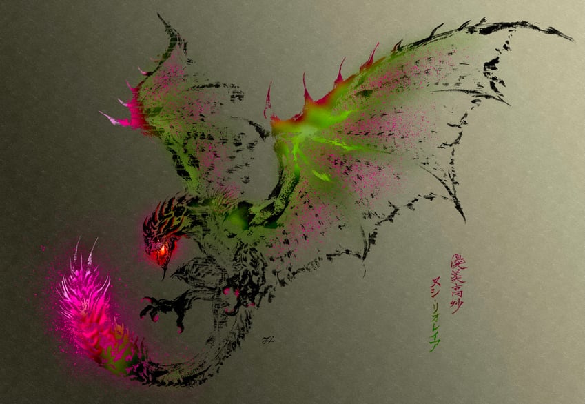 rathian and apex rathian (monster hunter and 1 more) drawn by deadpool_yuchan
