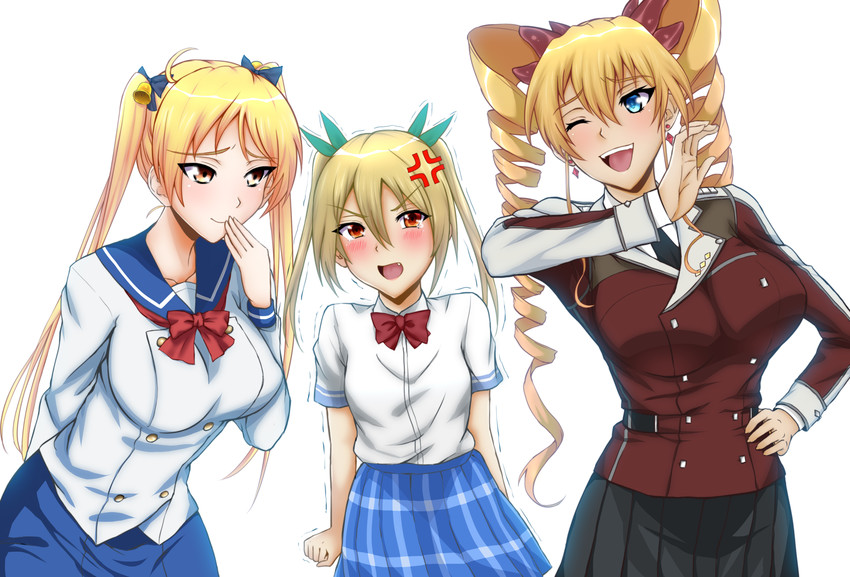 suzunoki rin, claire harvey, and segawa akane (bakuon!! and 2 more) drawn by green_kaminari