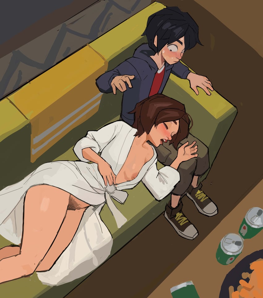 hiro hamada and cass hamada (marvel and 1 more) drawn by amugea