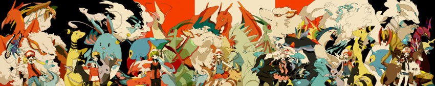 pikachu, dawn, hilda, red, ethan, and 34 more (pokemon and 8 more) drawn by keishin
