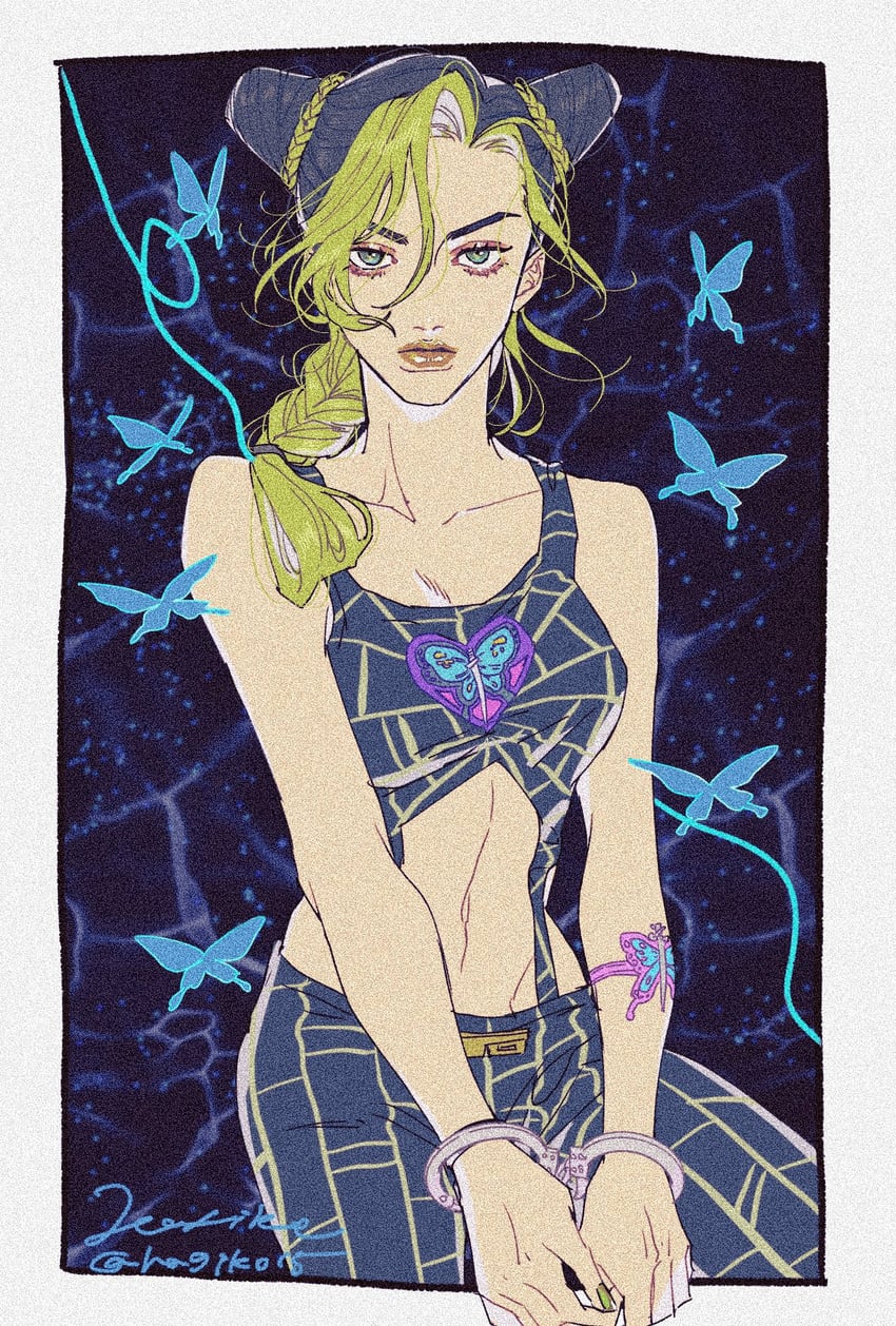 kujo jolyne and stone free (jojo no kimyou na bouken and 1 more) drawn by hagiko15