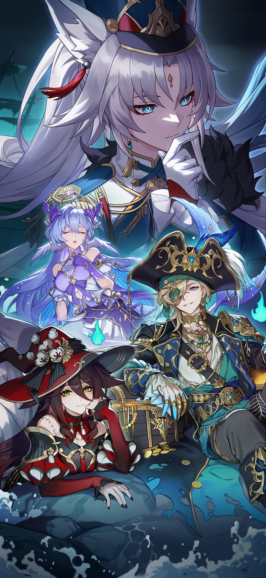 robin, aventurine, feixiao, tingyun, and fugue (honkai and 1 more)