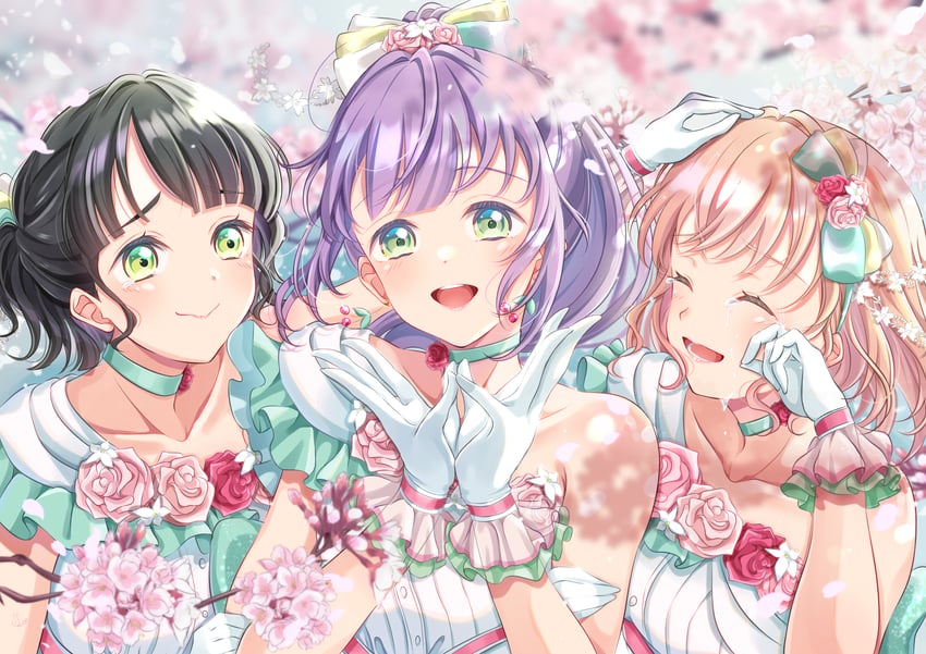 hinoshita kaho, otomune kozue, and momose ginko (love live! and 1 more) drawn by iroenpitsu_xxx