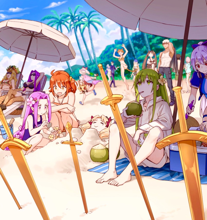 mash kyrielight, fujimaru ritsuka, abigail williams, illyasviel von einzbern, archer, and 11 more (fate and 1 more) drawn by siya_ho