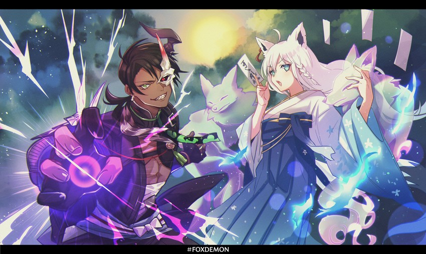 shirakami fubuki and aragami oga (hololive and 1 more) drawn by silou_b