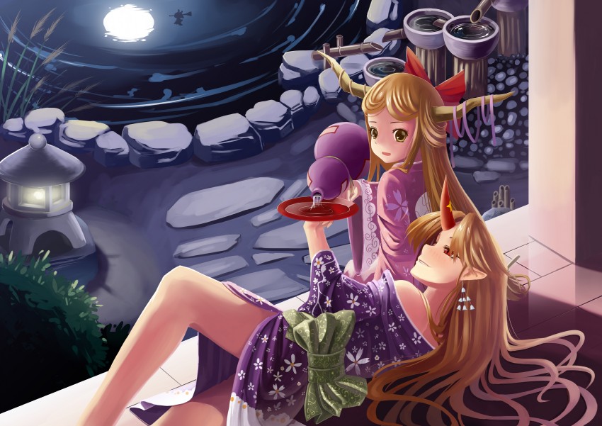 kirisame marisa, ibuki suika, and hoshiguma yuugi (touhou) drawn by majicjiang