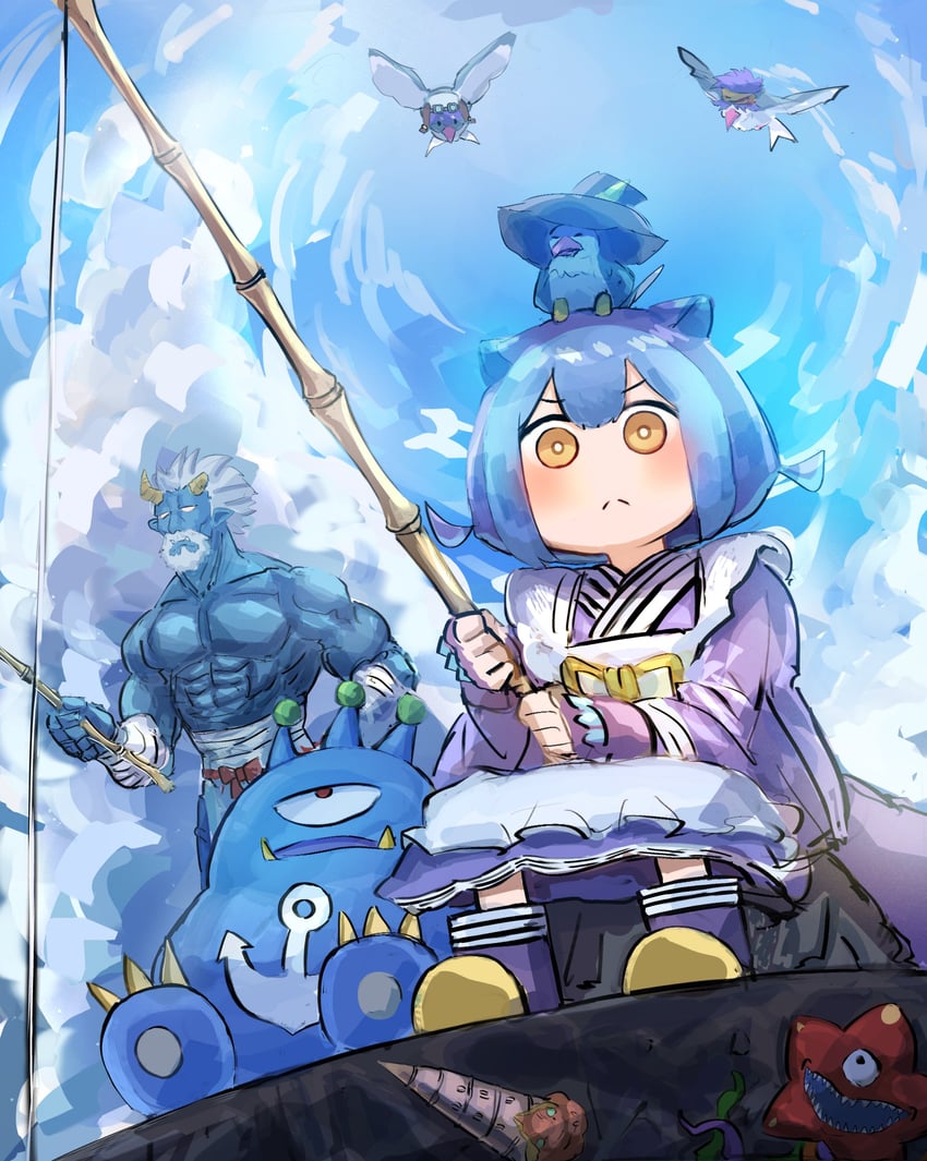 laundry dragonmaid, floowandereeze & snowl, turu-purun, star boy, grappler angler, and 1 more (yu-gi-oh!) drawn by hatano_kiyoshi