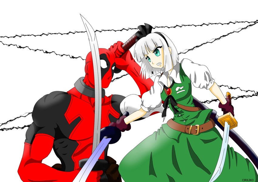 konpaku youmu and deadpool (touhou and 2 more) drawn by ciriliko