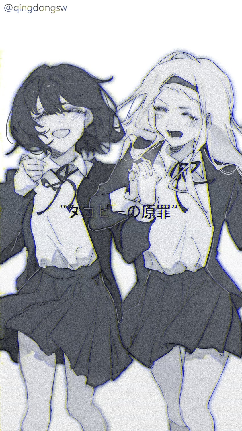 kuze shizuka and kirarazaka marina (takopii no genzai) drawn by qingdongsw