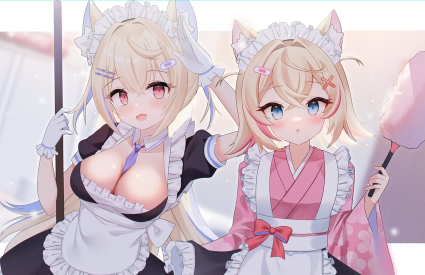 fuwawa abyssgard and mococo abyssgard (hololive and 1 more) drawn by kawaiipony2