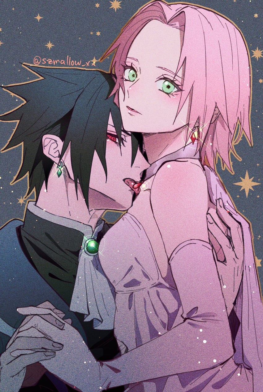 haruno sakura and uchiha sasuke (naruto and 1 more) drawn by suzu_(tg_390)